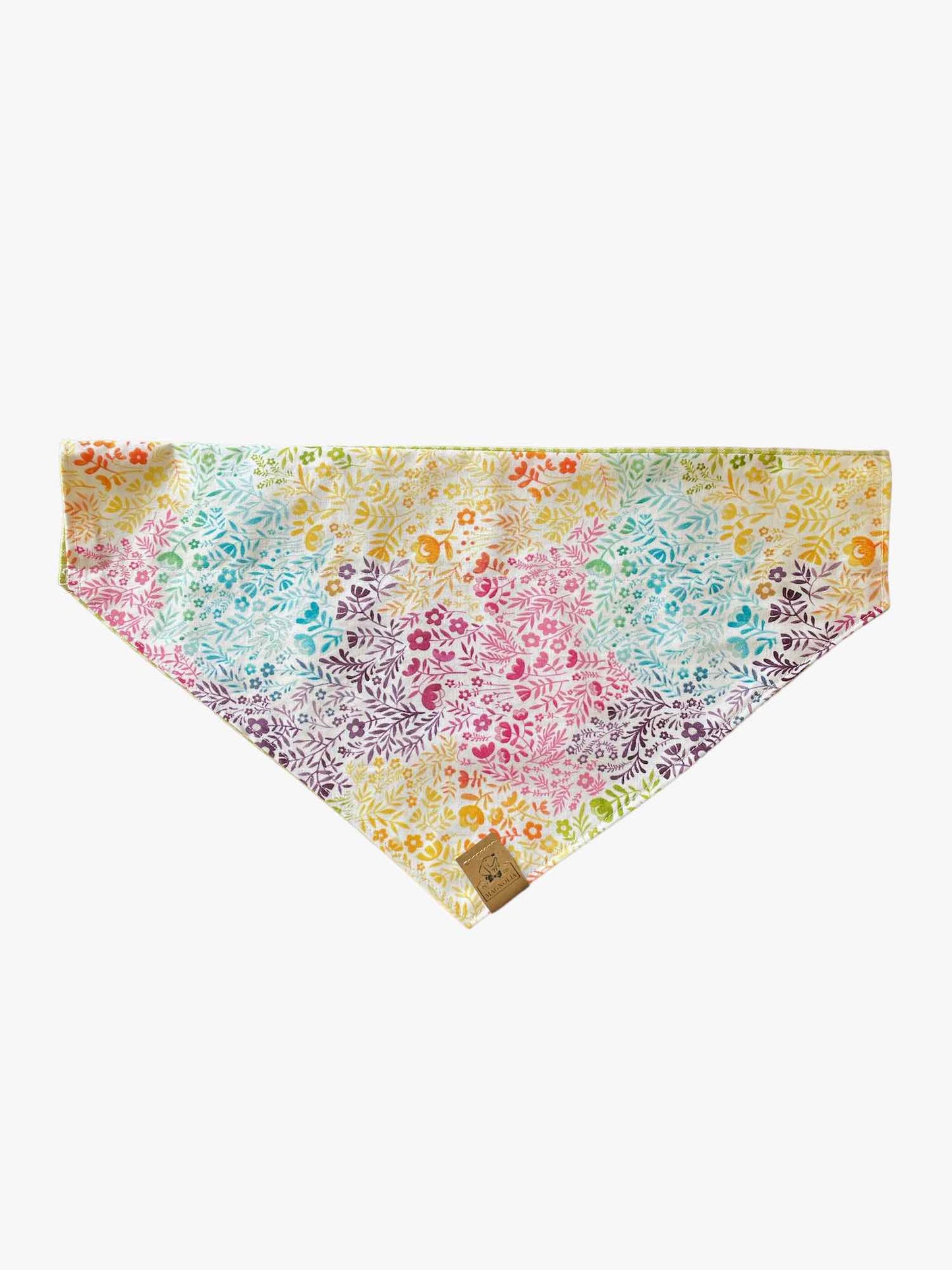 Rainbow Flower/ Green Gingham Dog Bandana