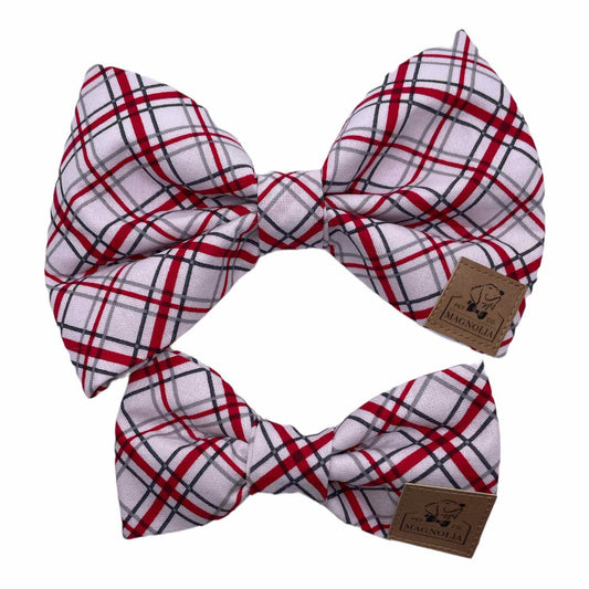 Red Plaid Dog Bow Tie