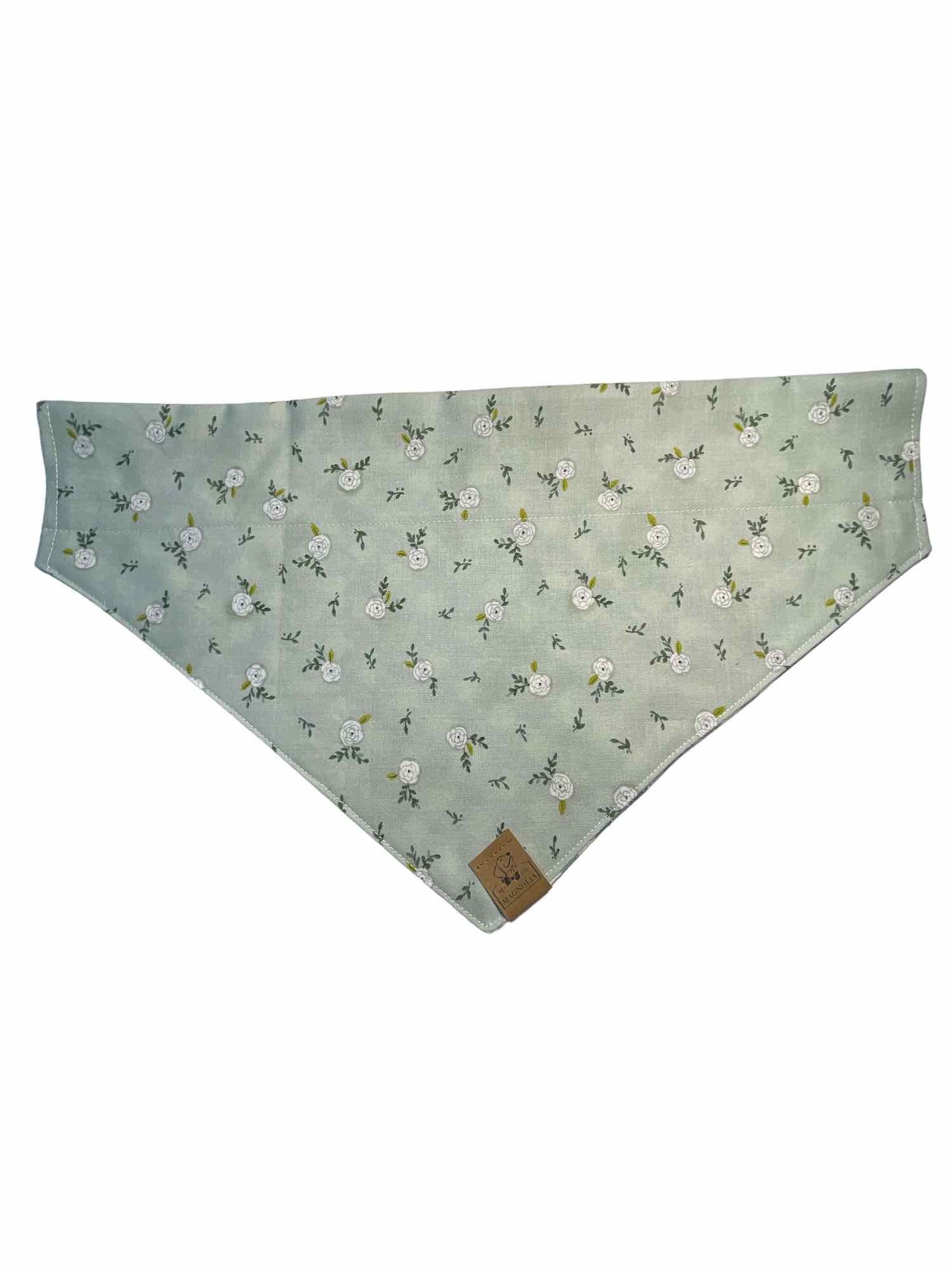 White Rose with Green Stripe Dog Bandana