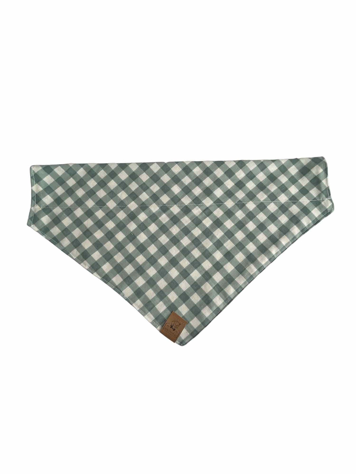 White Rose with Green Gingham Dog Bandana