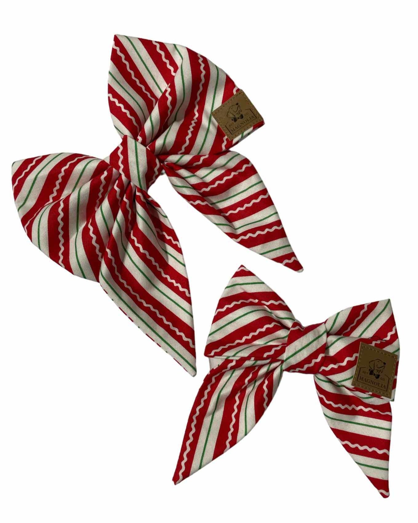 Candy Cane Stripe Dog Bow