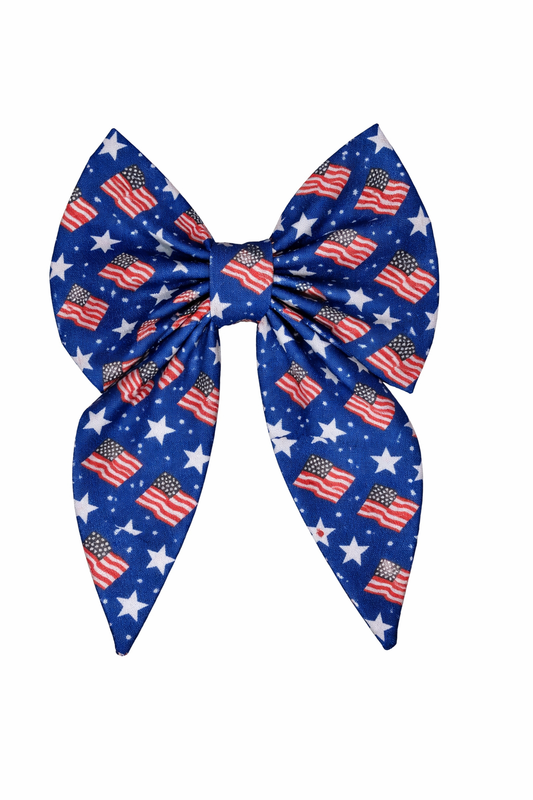 Patriotic Flag Dog Bow