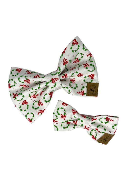 Christmas Wreath Dog Bow Tie