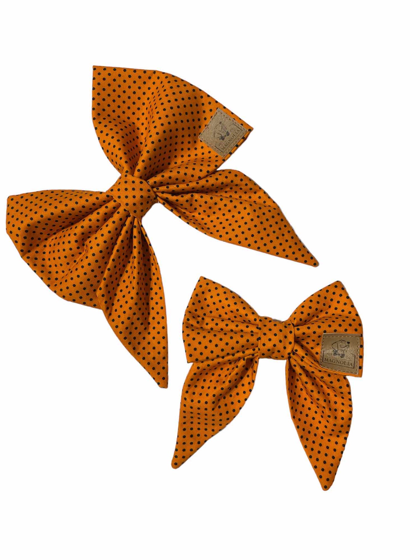 Orange with Black Polka Dot Dog Bow