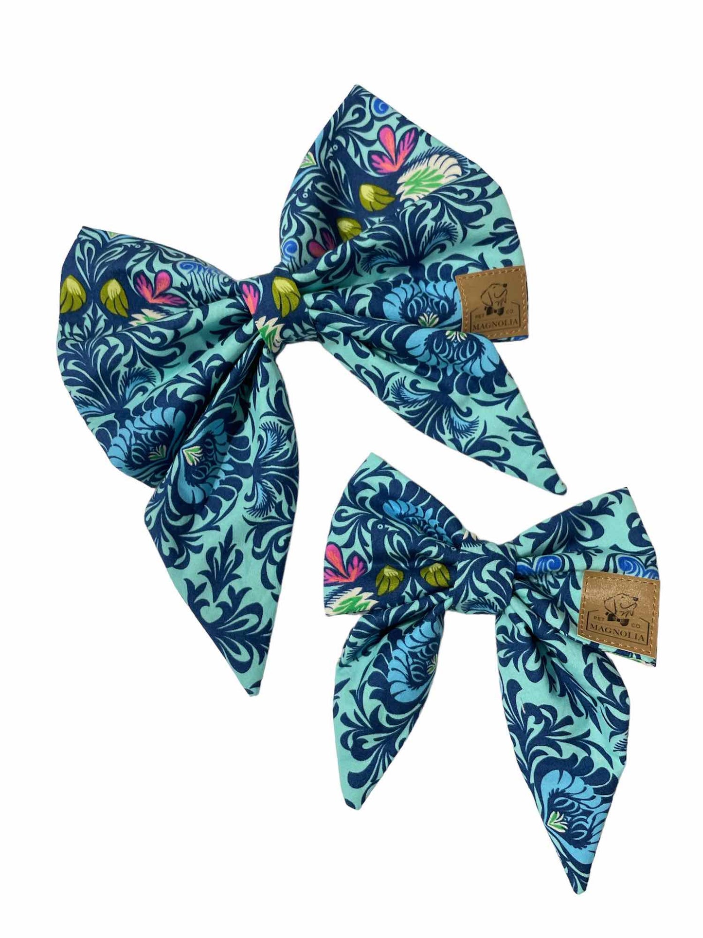 Paisley Blue Bird Dog Bow