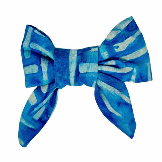 Blue Shibori Mini Dog Bow