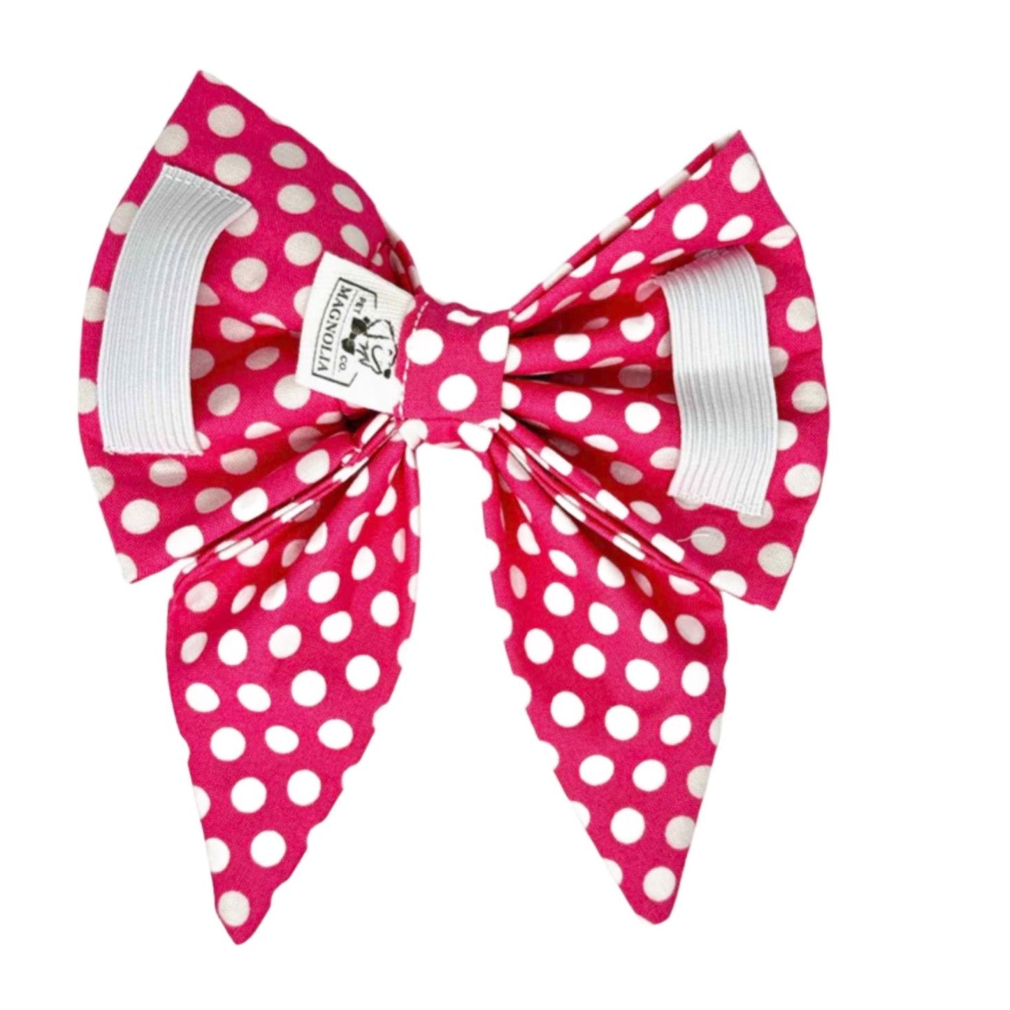 Bold Pink Large Polka Dot Dog Bow