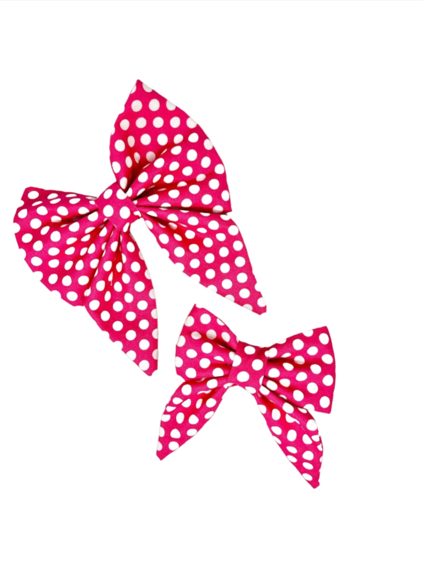 Bold Pink Large Polka Dot Dog Bow