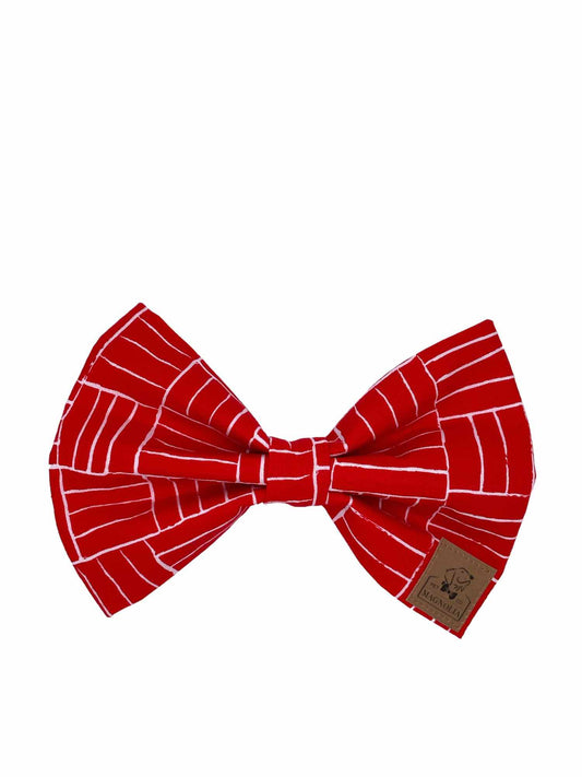 Cardinal Red and White Game Day Team Spirit Dog Bow Tie