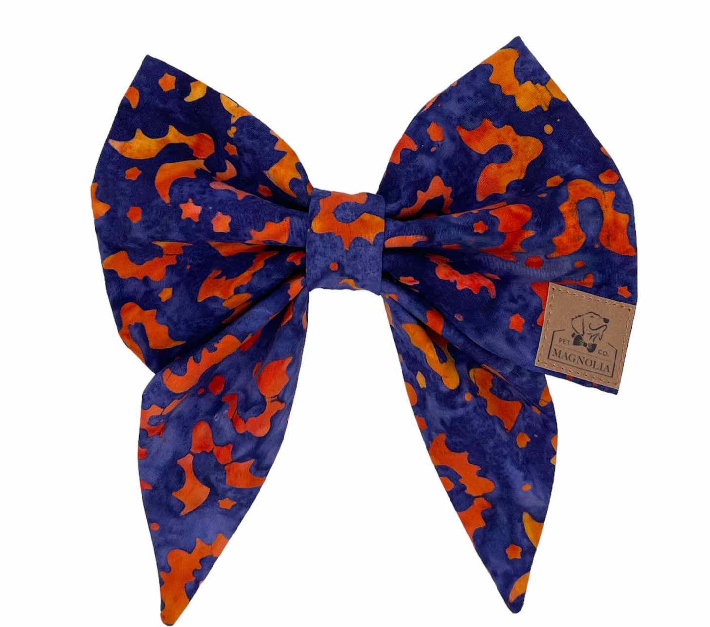 Featuring a dark blue background adorned with bright orange bats