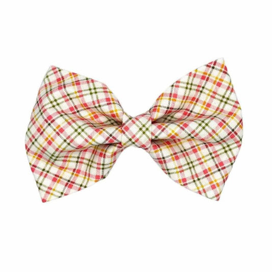 Garden Trellis Plaid Dog Bow Tie