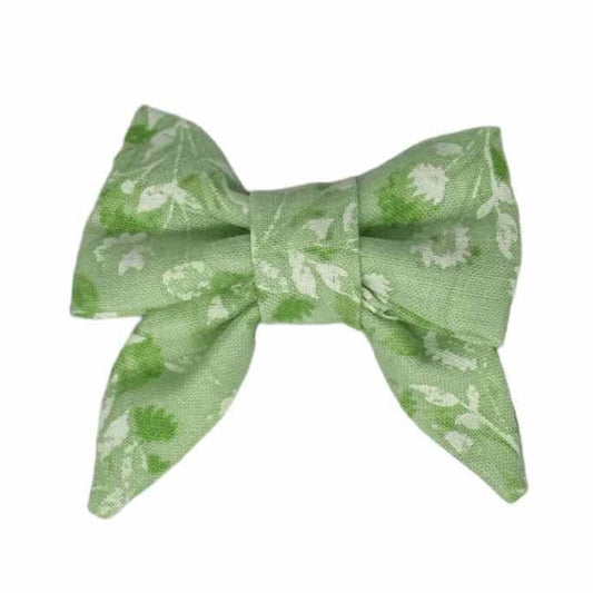 Green Floral Mini Dog Bow
