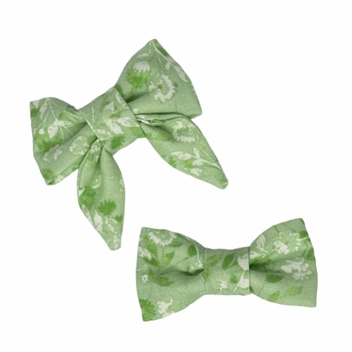 Green Floral Mini Dog Bow Tie