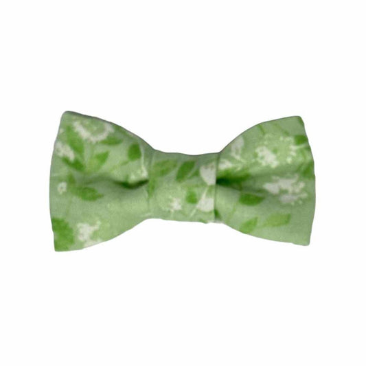 Green Floral Mini Dog Bow Tie