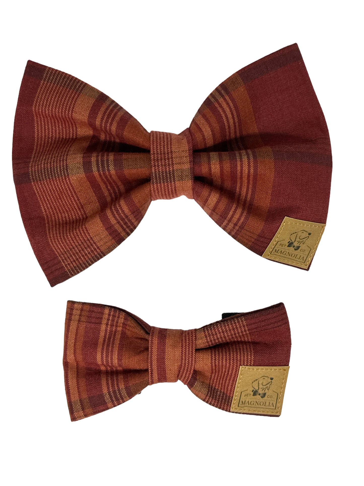 Maroon Plaid Dog Bow Tie