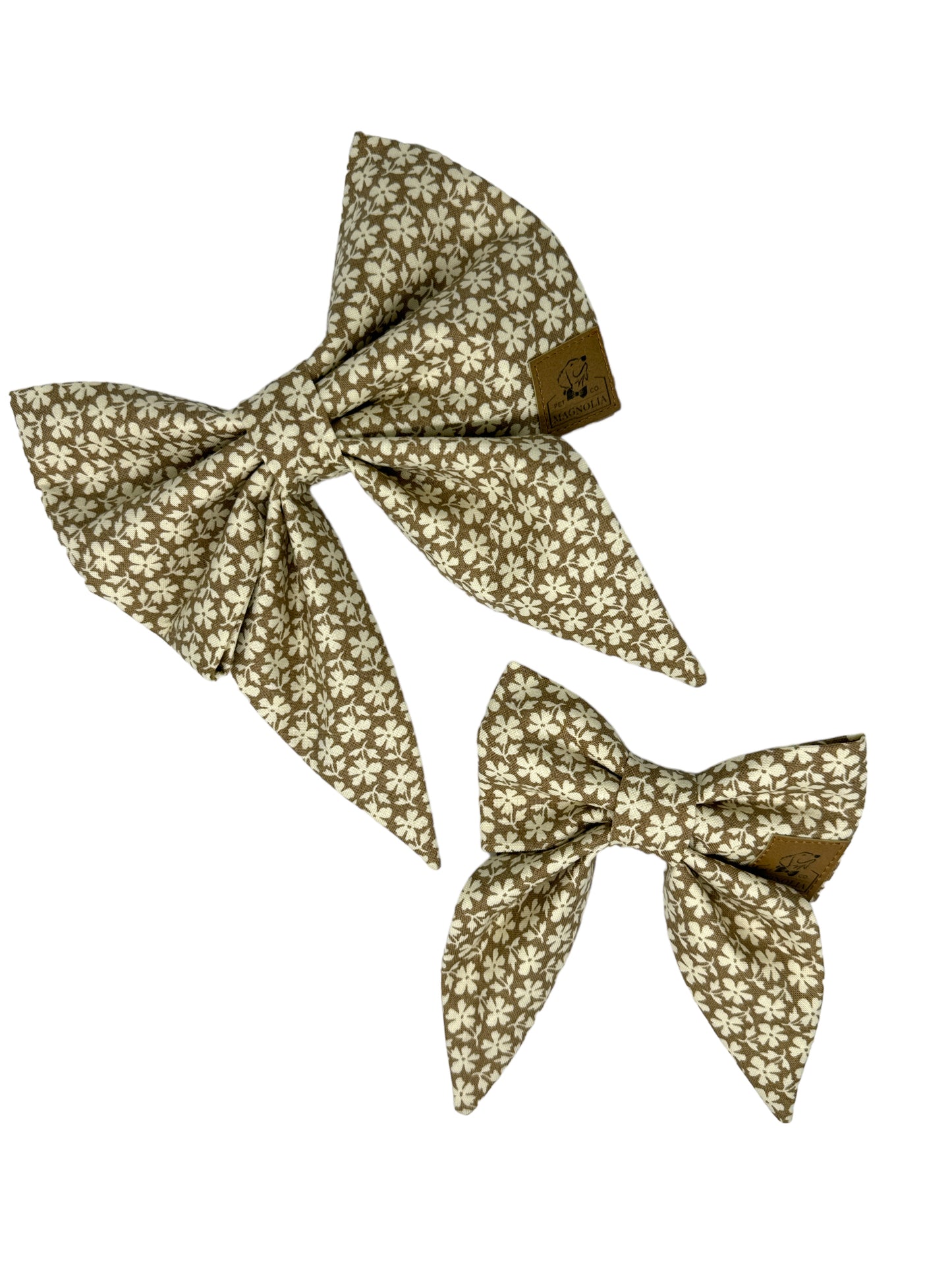 Mocha Brown Prairie Flower Dog Bow