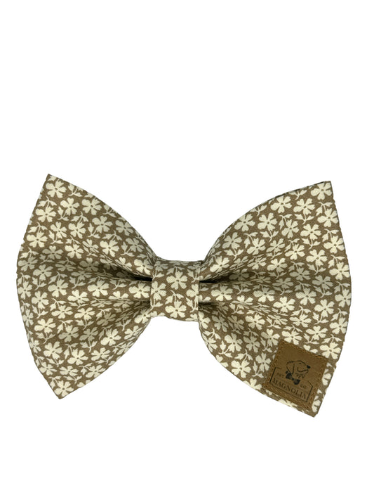 Mocha Floral Dog Bow Tie