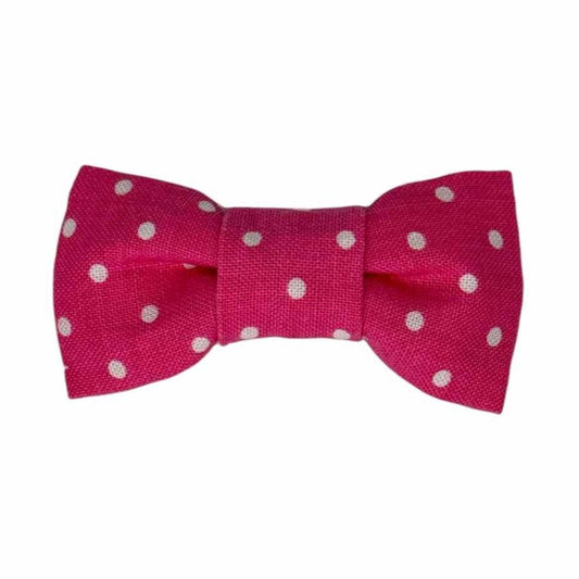 Pink Polka Dot Mini Dog Bow Tie