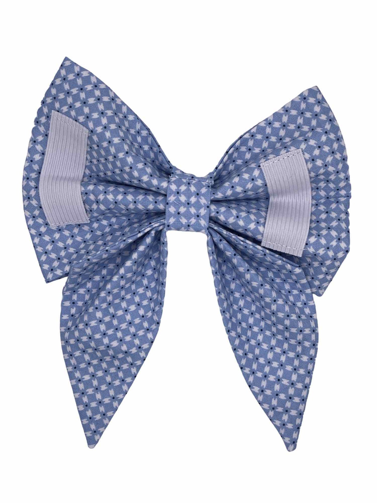 Powder Blue and White Game Day Dog Bow