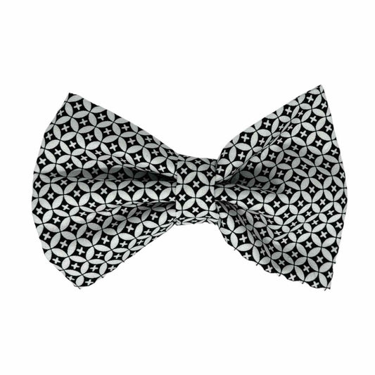 Dog bow tie featuring a striking pattern of black and white geometric tiles, this bow tie exudes contemporary elegance and style.