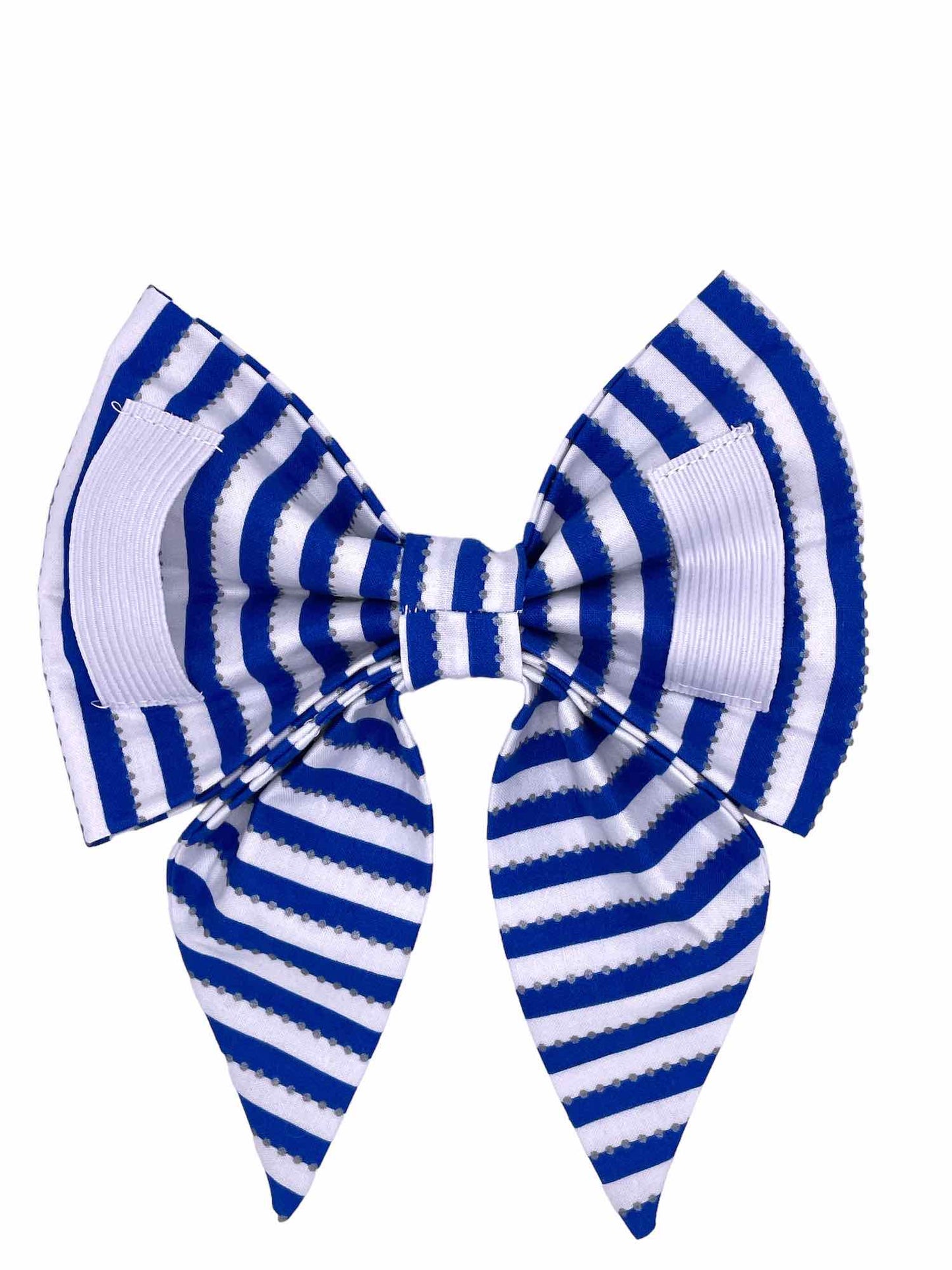 Sapphire Blue and White Stripe Dog Bow