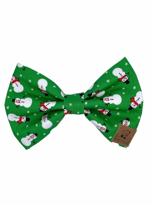 Snowman Green Dog Bow Tie