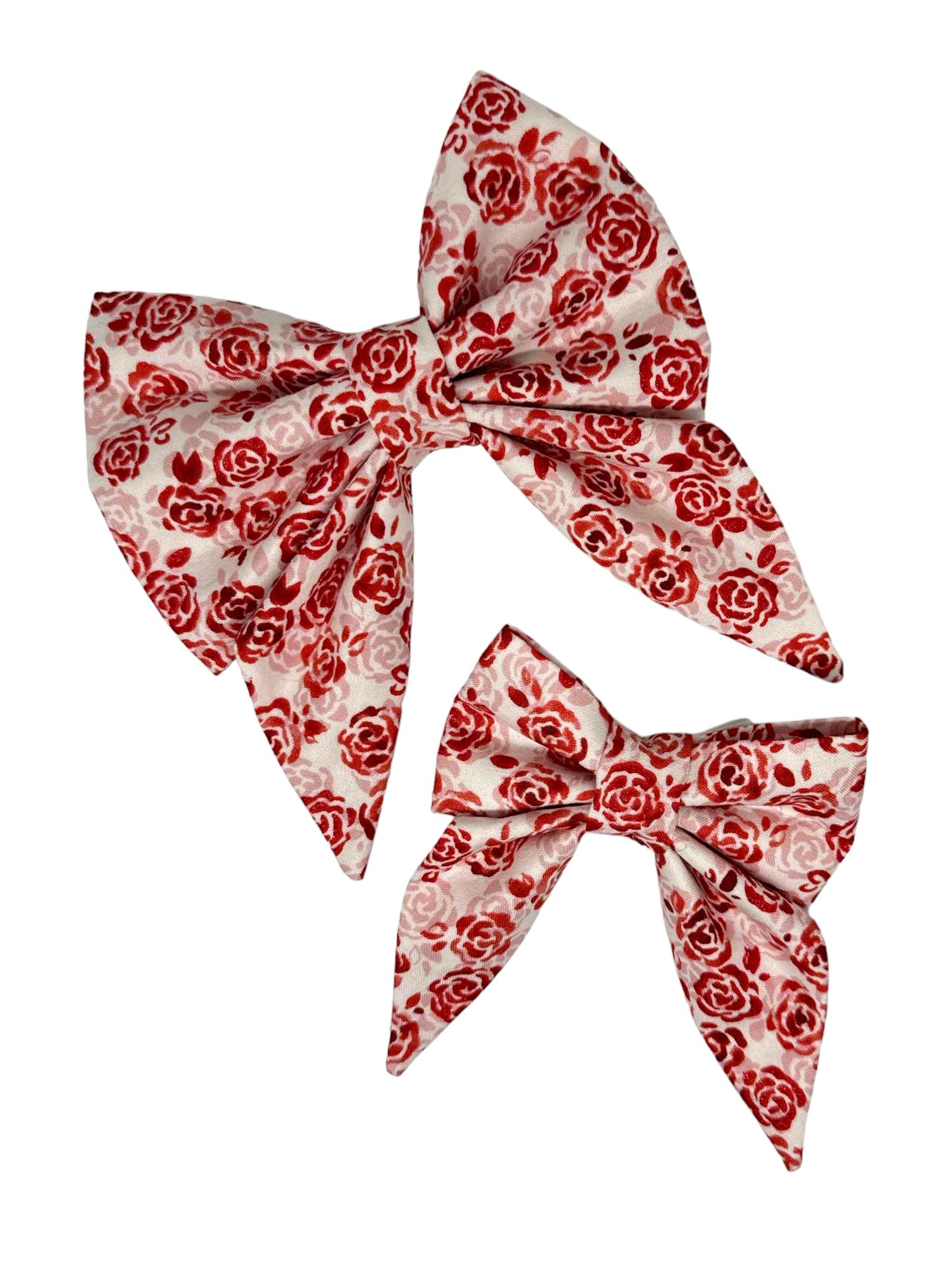 Red Rose Calico Dog Bow with Sparkles, Small-Medium and Medium-Large