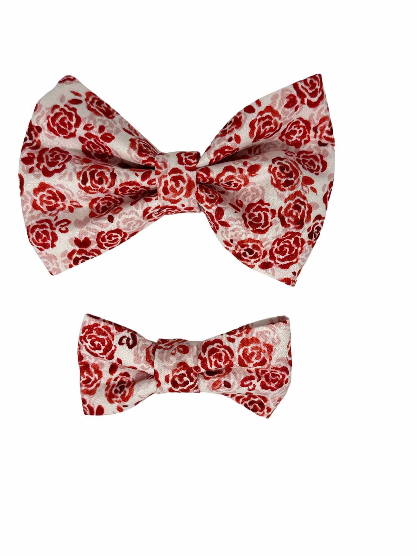 Sparkle Red Rose Calico Dog Bow Tie