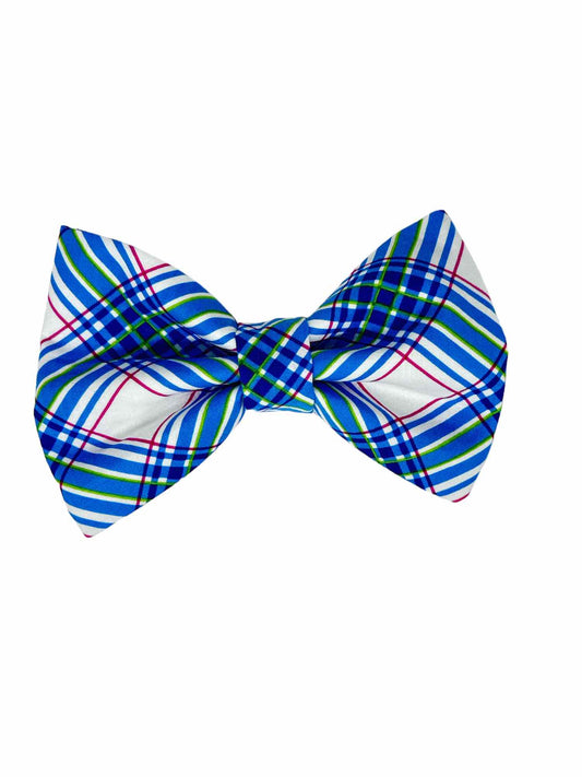 Spring Blue Tartan Plaid Bow Tie