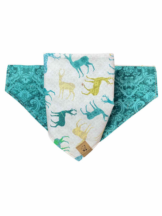 Deer Green and Golden Dog Bandana