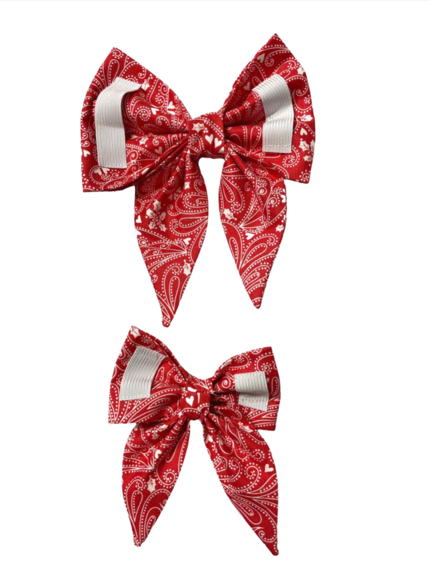 Valentine Red Paisley Dog Bow