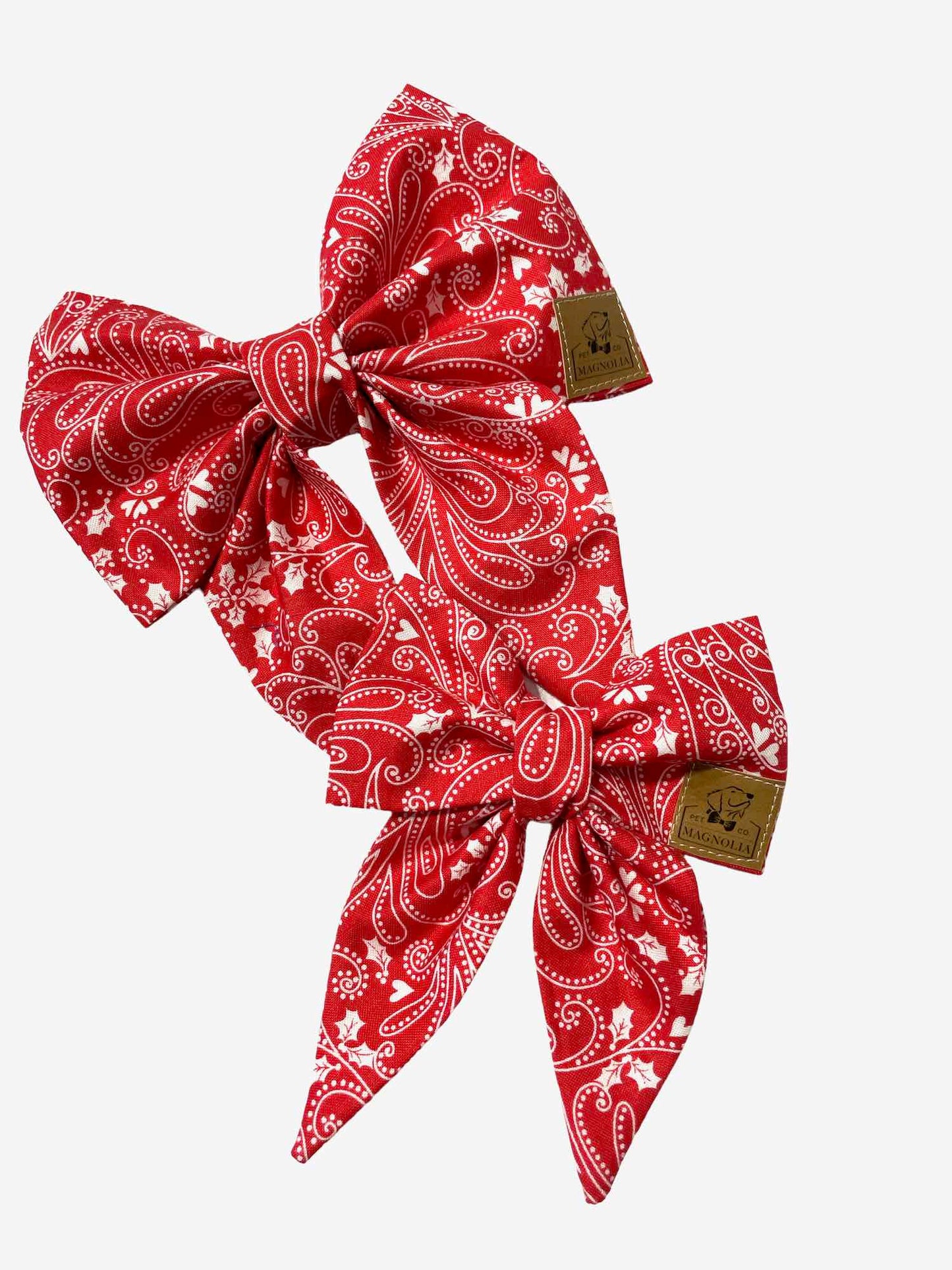 Valentine Red Paisley Dog Bow