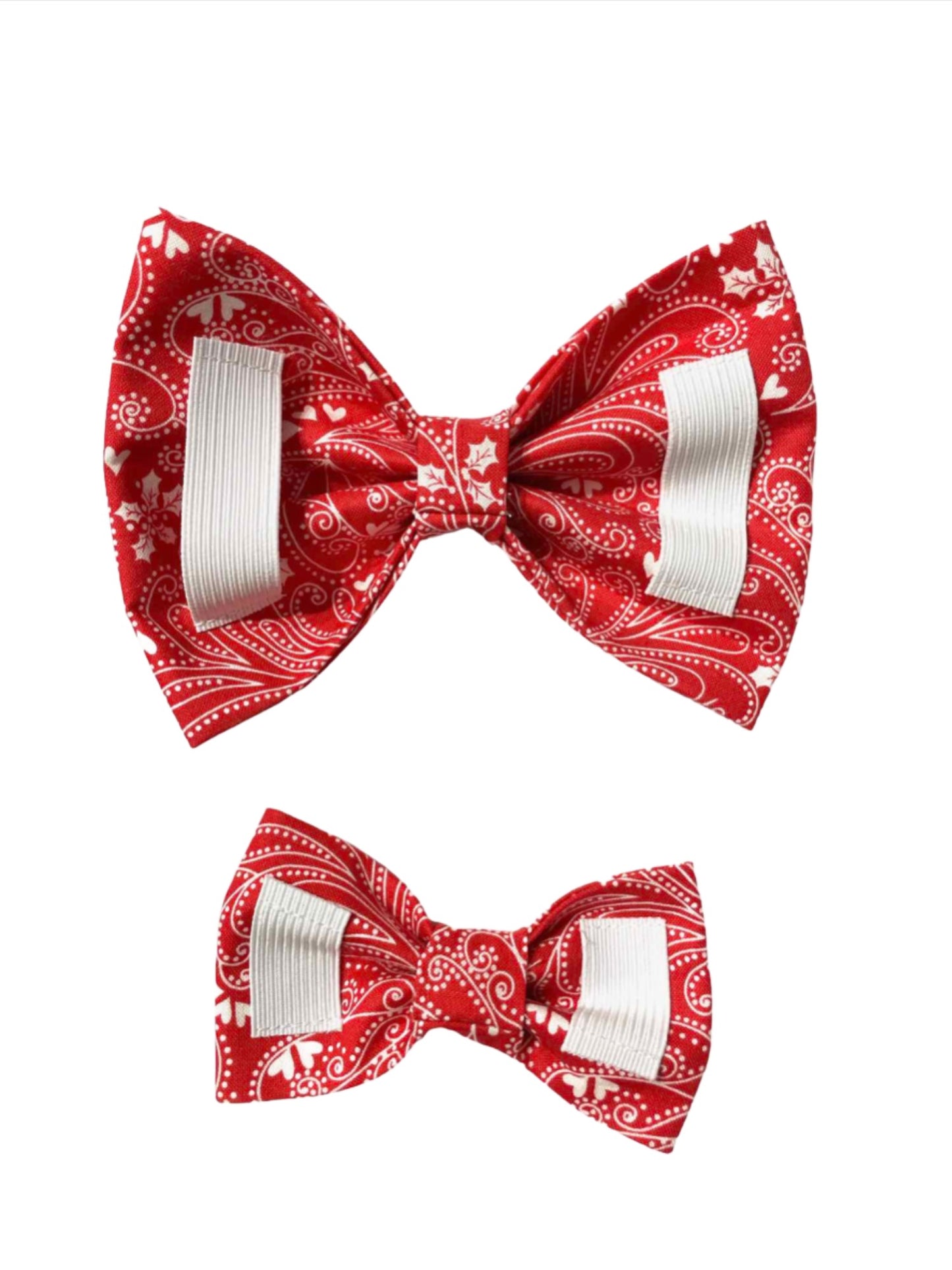 Valentine Red Paisley Dog Bow Tie