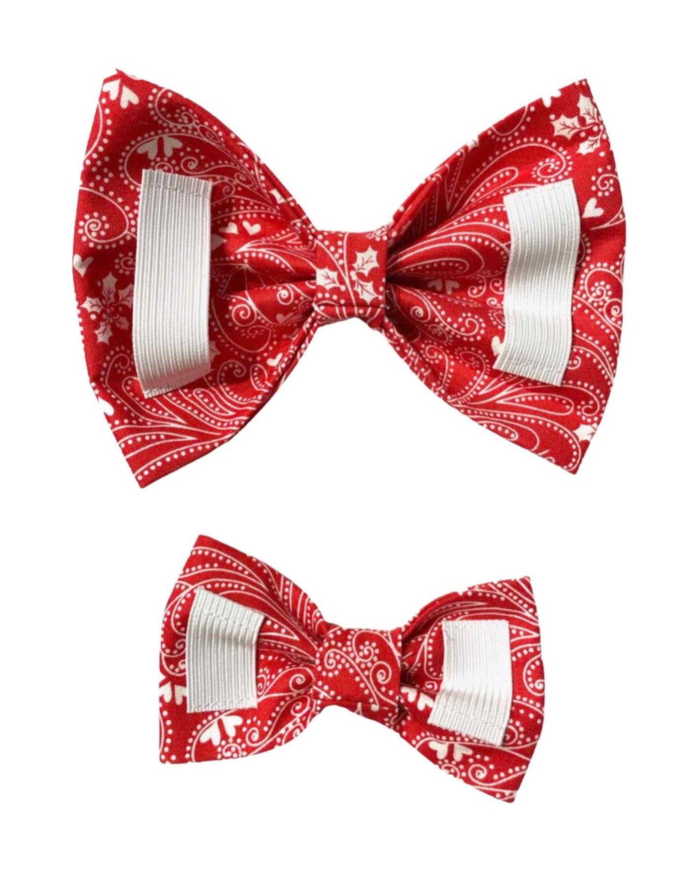 Valentine Red Paisley Dog Bow Tie