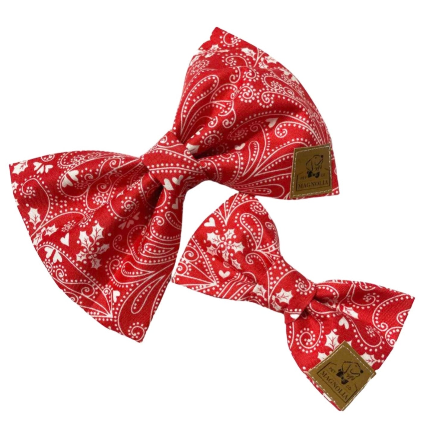 Valentine Red Paisley Dog Bow Tie