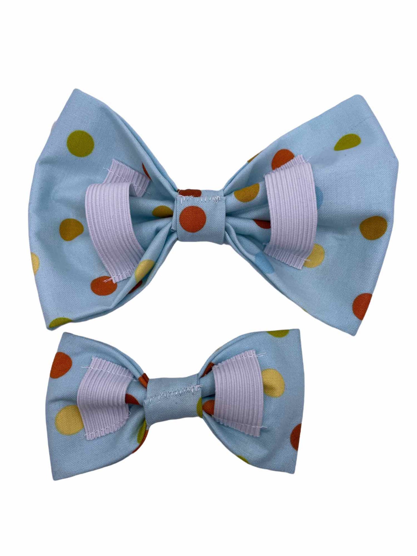 Baby Blue Pet Bow Tie with Polkadots