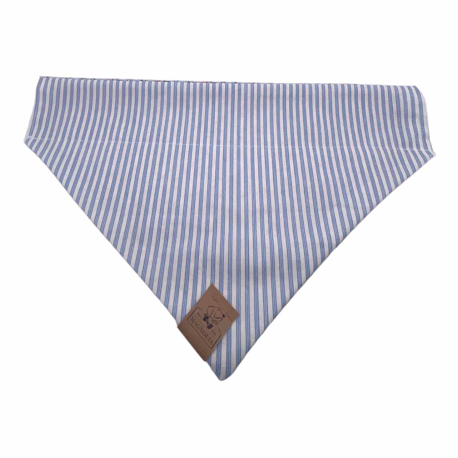 Blue and white stripe dog bandana