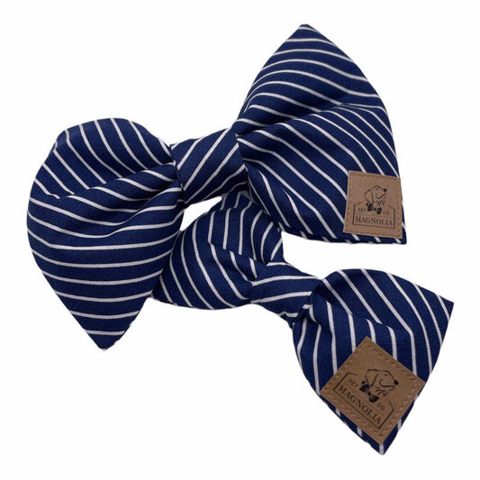 Navy Stripe Bow Tie