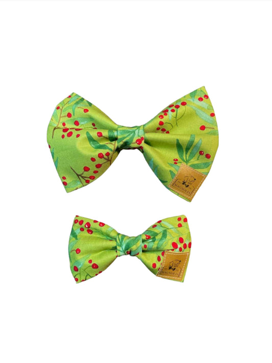 Boughs of Holly Dog Bow Tie