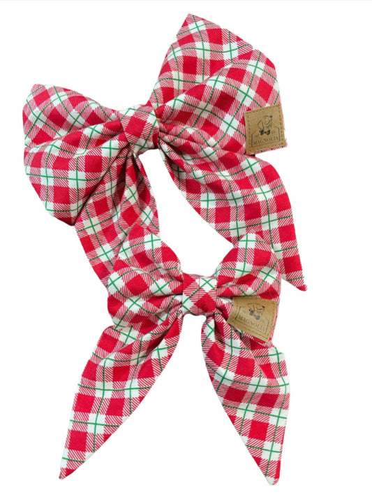 Christmas Plaid Dog Bow