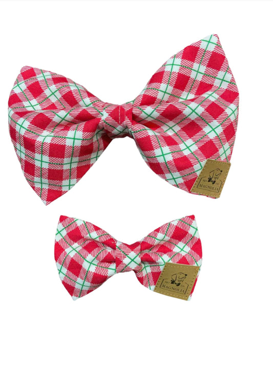 Christmas Plaid Dog Dog Bow Tie