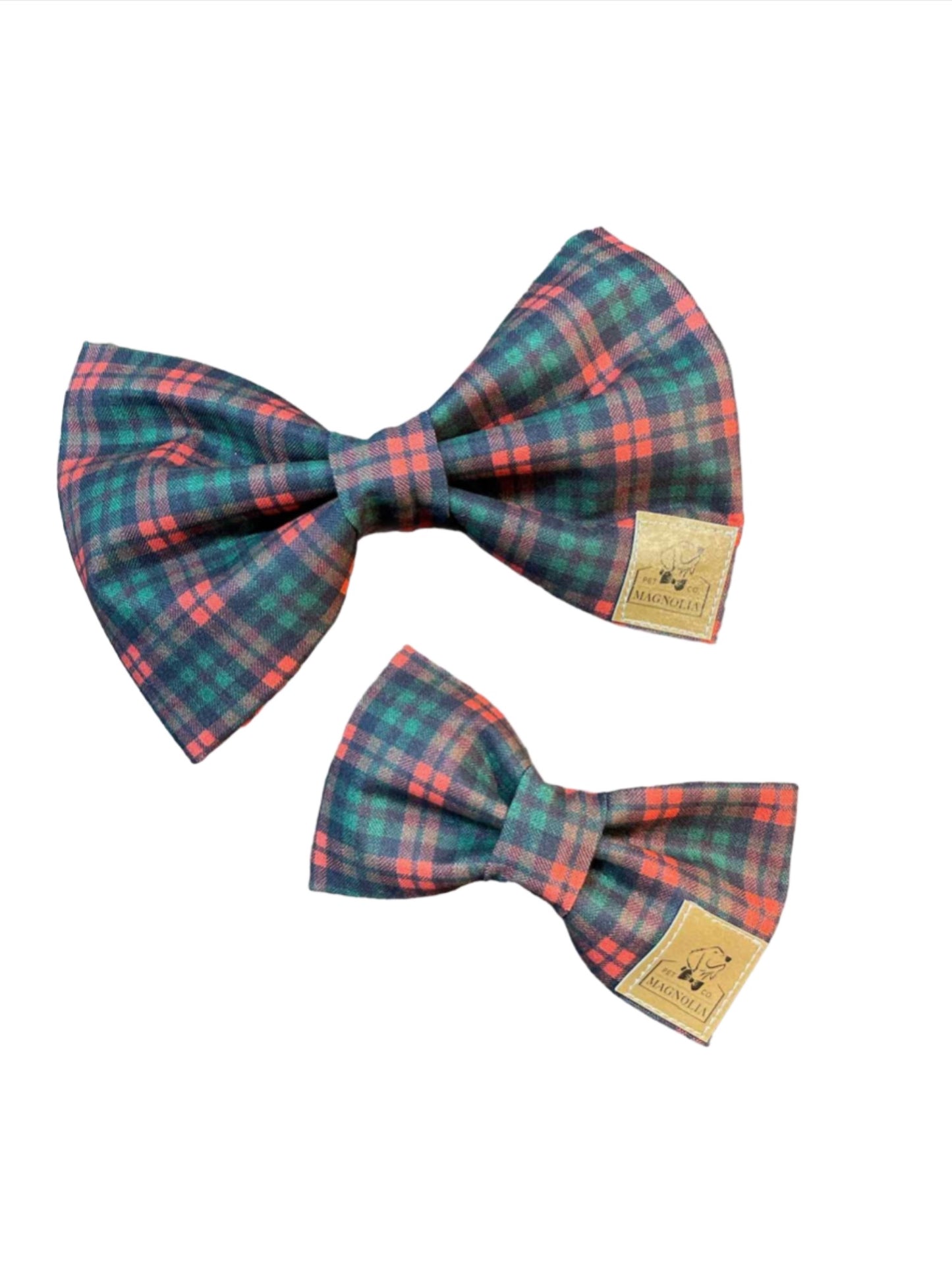 Cue Christmas Plaid Dog Bow Tie