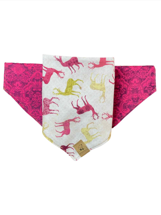 Deer Maroon and Gold Dog Bandana