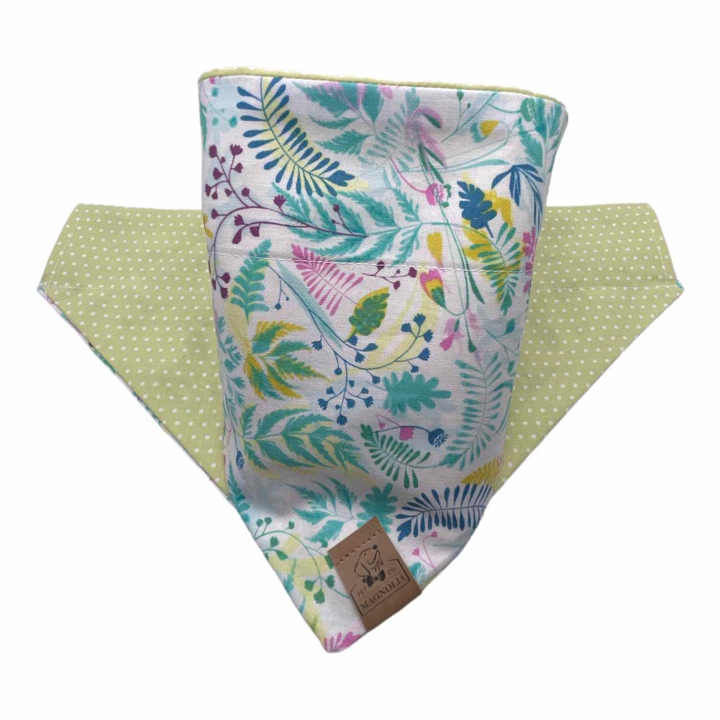 Fern Wildflower Bandana with Green Polkadot