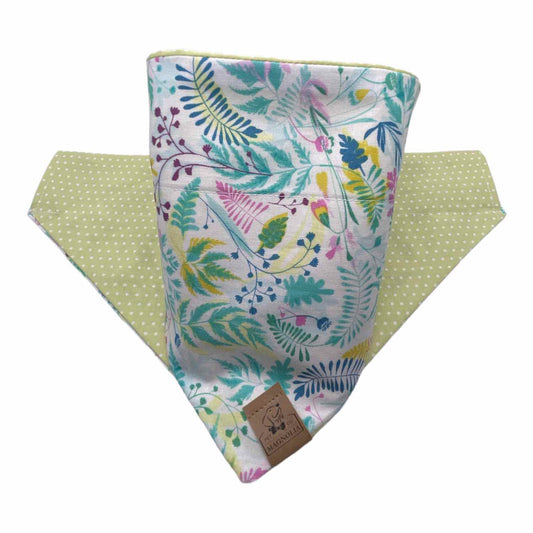 Fern Wildflower Bandana with Green Polkadot Dog Bandana