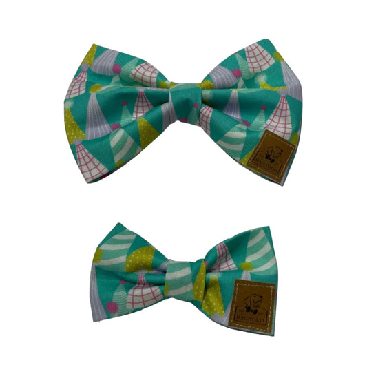 Birthday Bash Aqua Dog Bow Tie