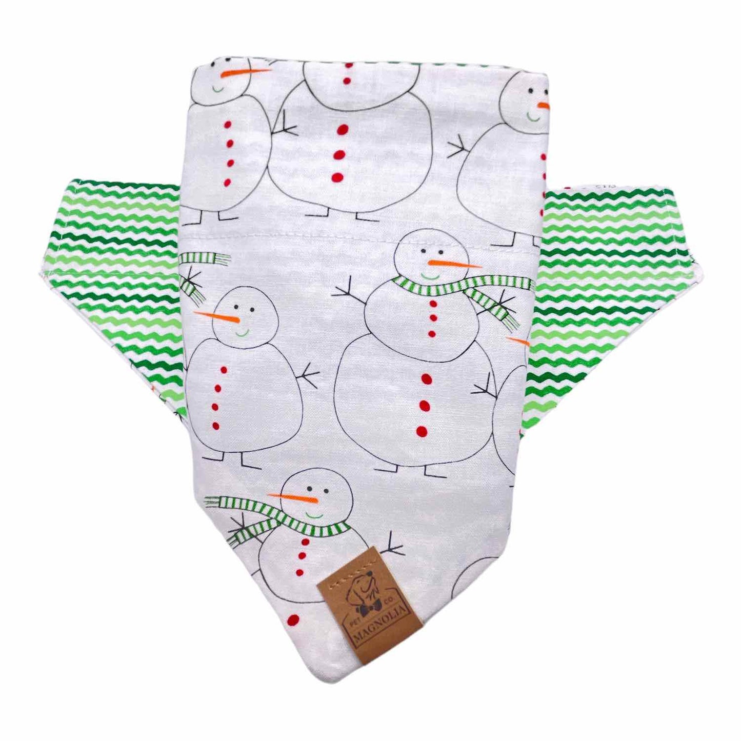 Snowman Green Chevron Bandana