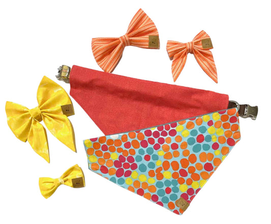 Multi-Stone Flower Dog Bandana with Red