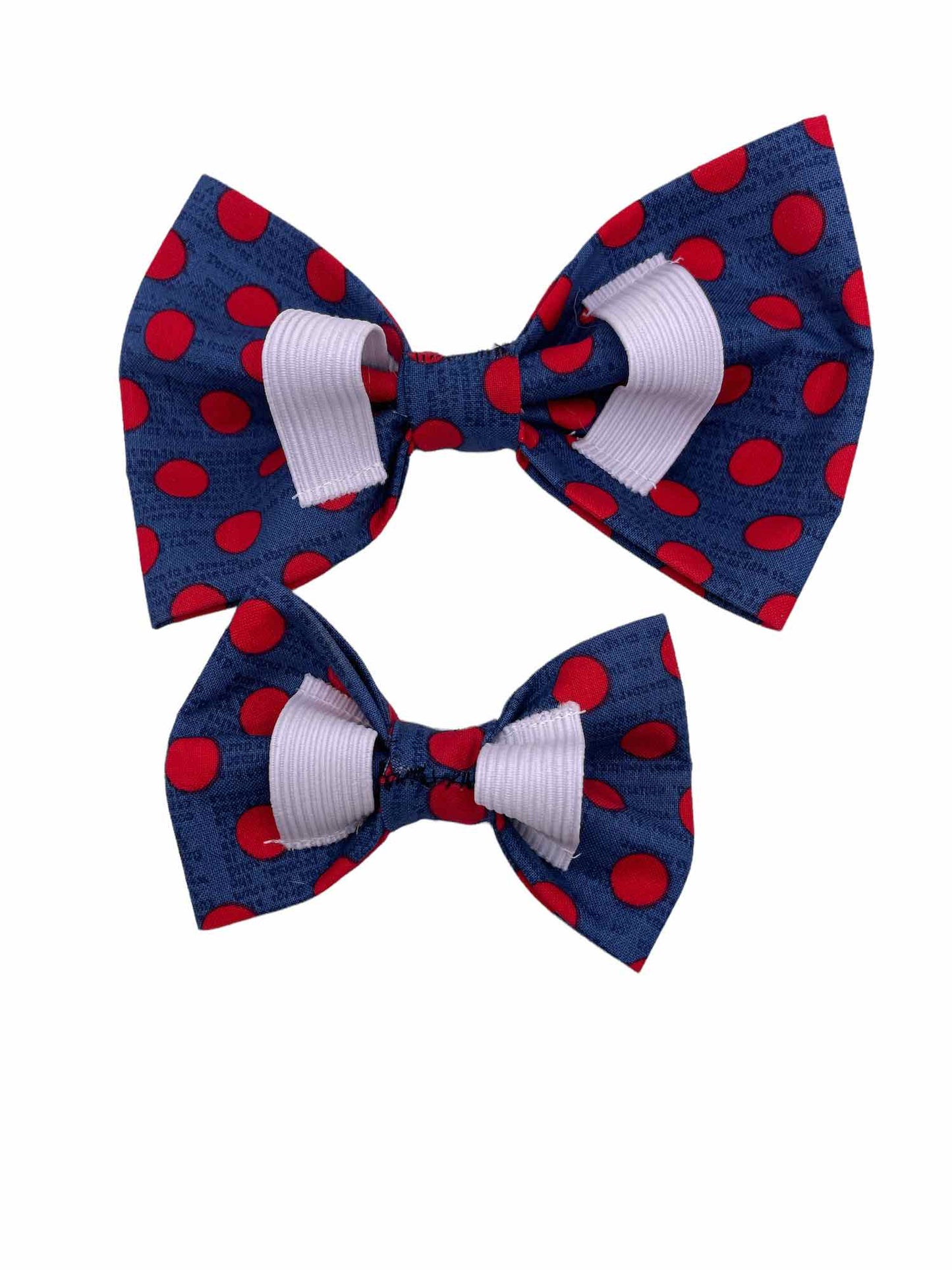 Navy with Red Polka Dot Dog Bow Tie