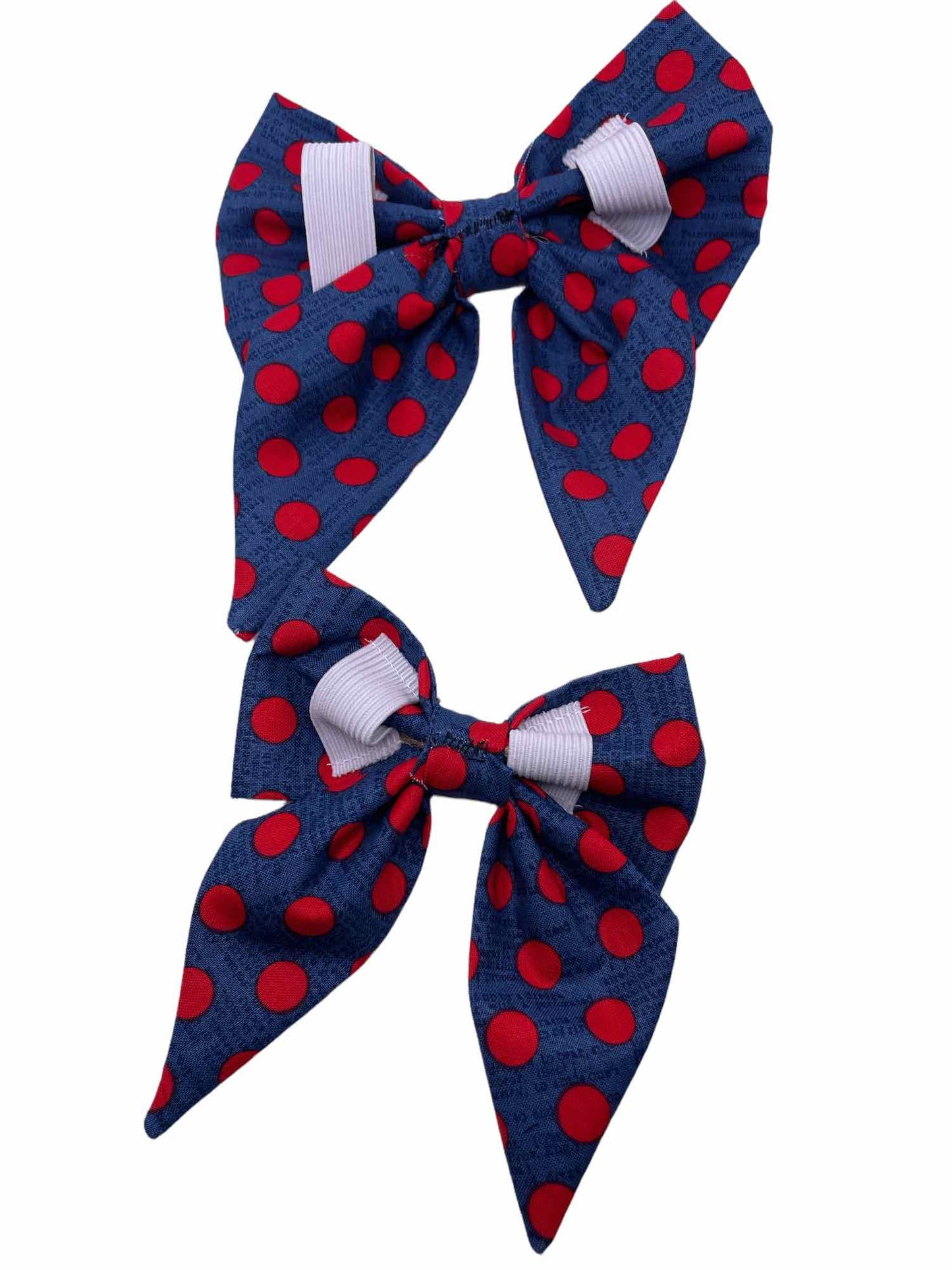 Dark Navy Polka Dot Dog Bow